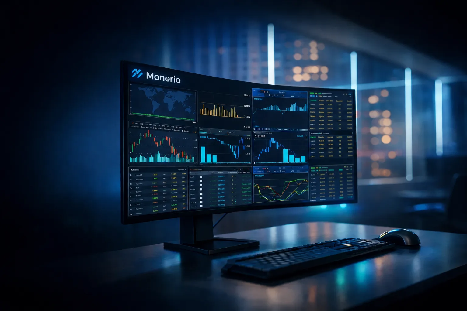 Chartansicht mit markierten Entscheidungszonen auf einem Monitor